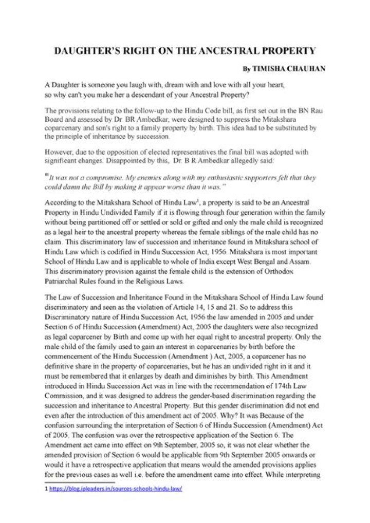 Can a daughter claim on ancestral property if father is alive?