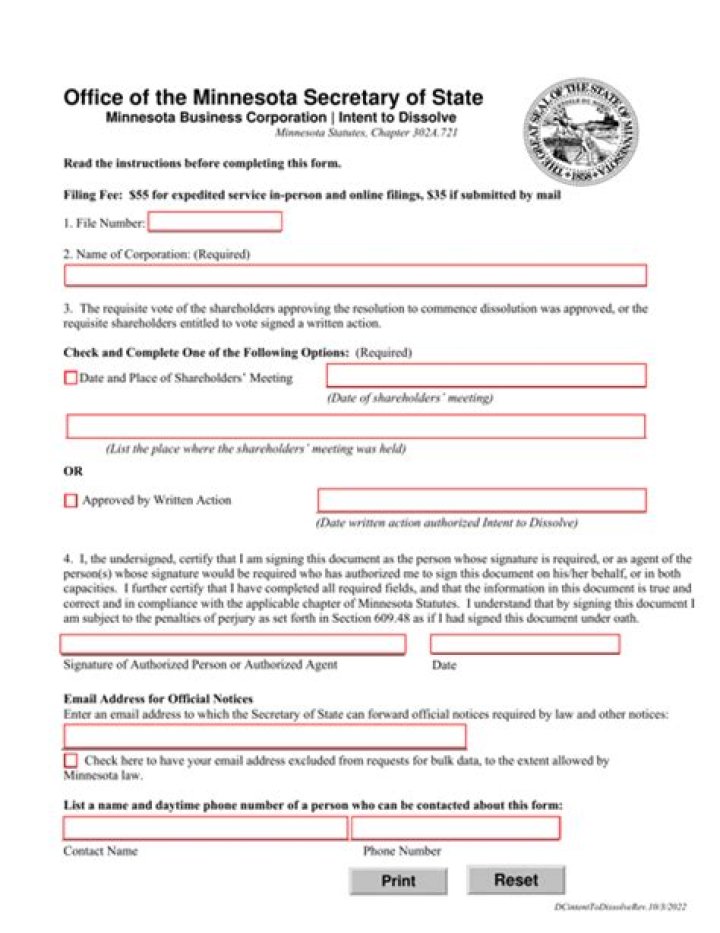 How do I dissolve a Minnesota corporation?