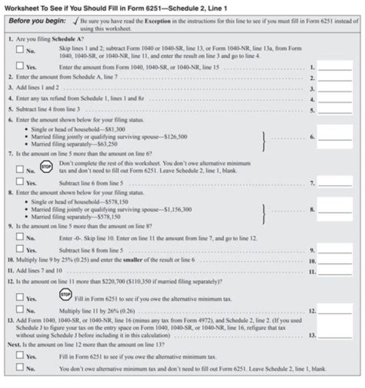 What are the reasons a taxpayer should file Form 6251?