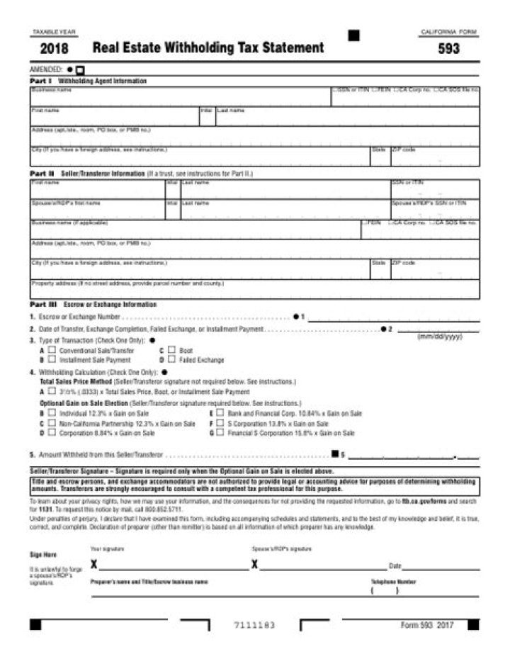What is a 593 tax form?