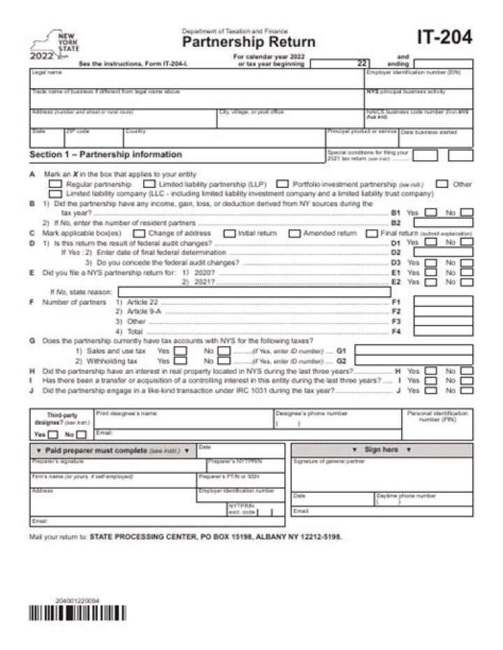 Who Must File a New York partnership return?